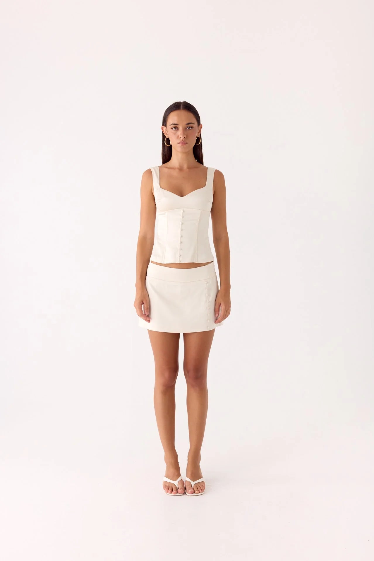 Posy Satin Top - Ivory