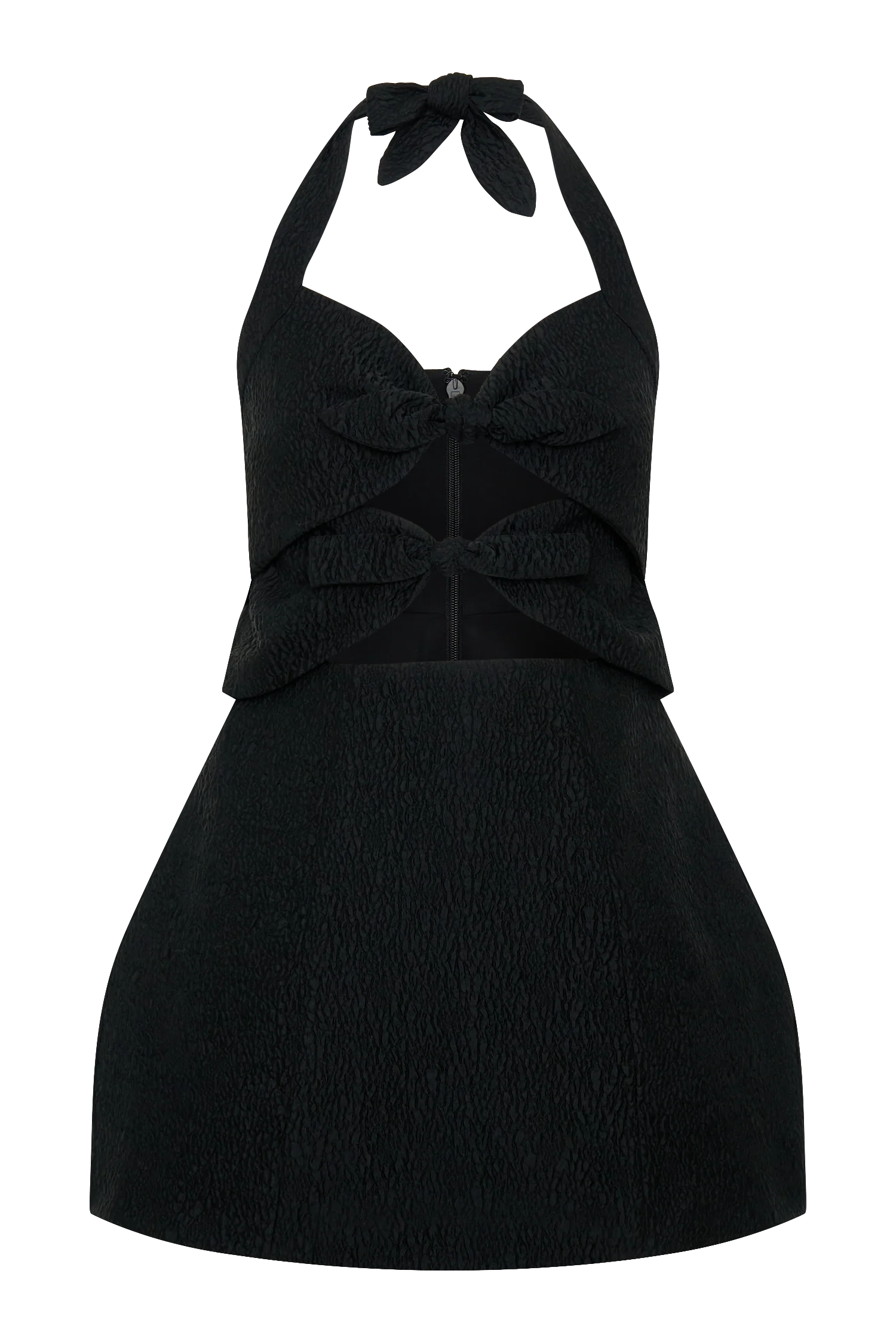 Ella Bow Detail Halter Mini Dress Black