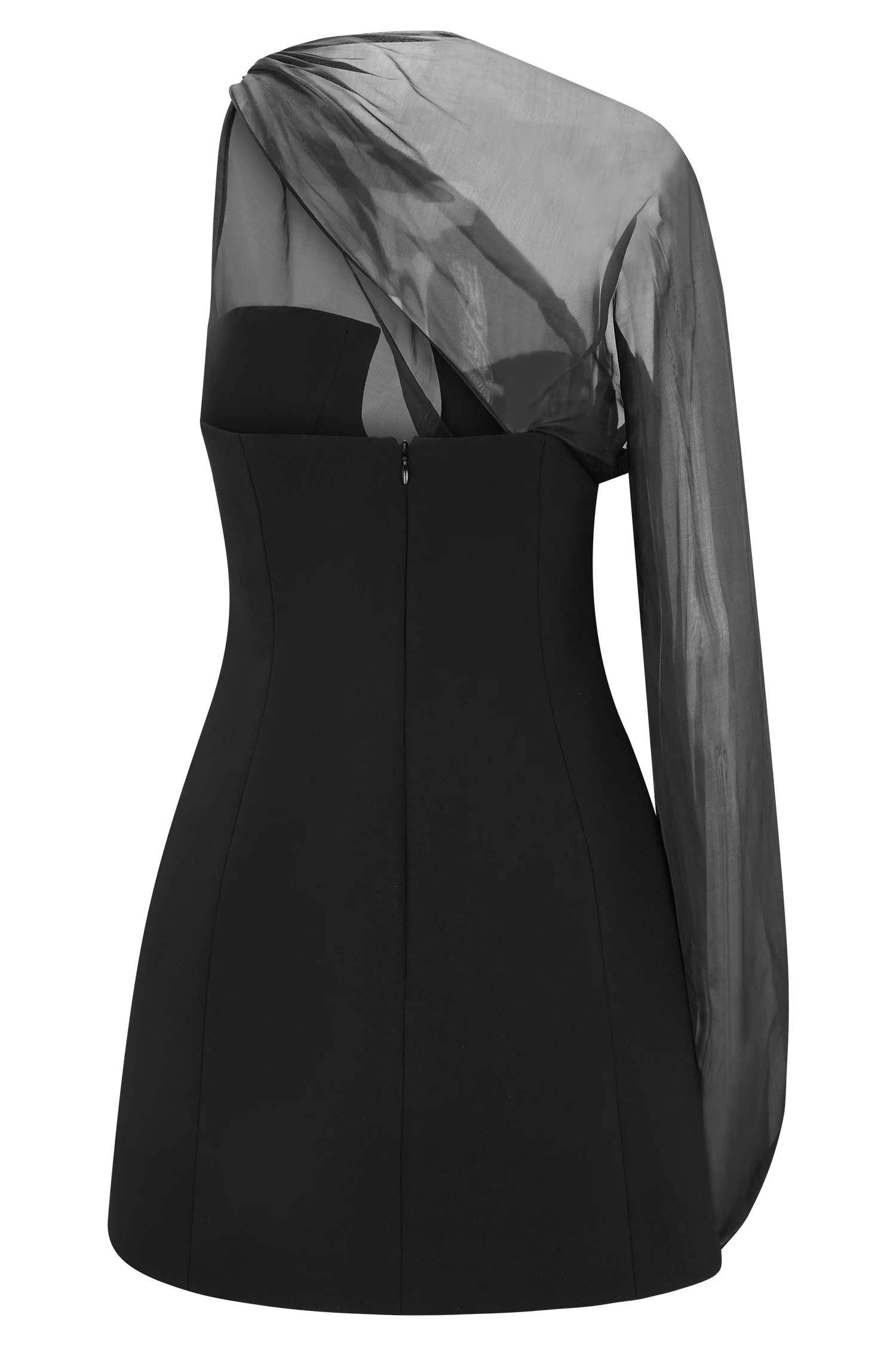 Effie Organza One Sleeve Mini Dress Black