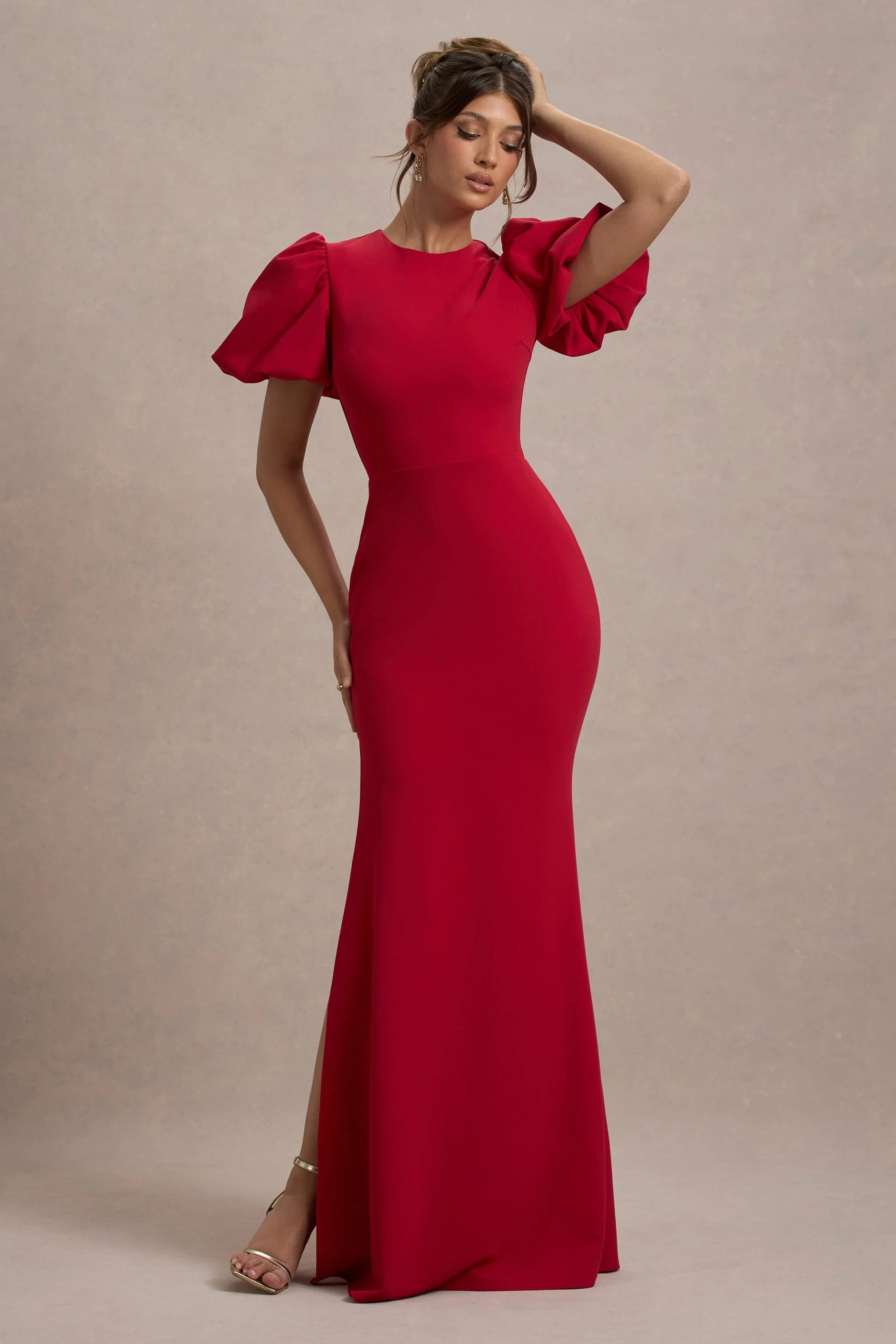 Love Letters Red Puff Sleeve Maxi Dress
