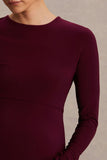 Monroe Burgundy Crew Neck Maternity Maxi Dress With Drop Waist