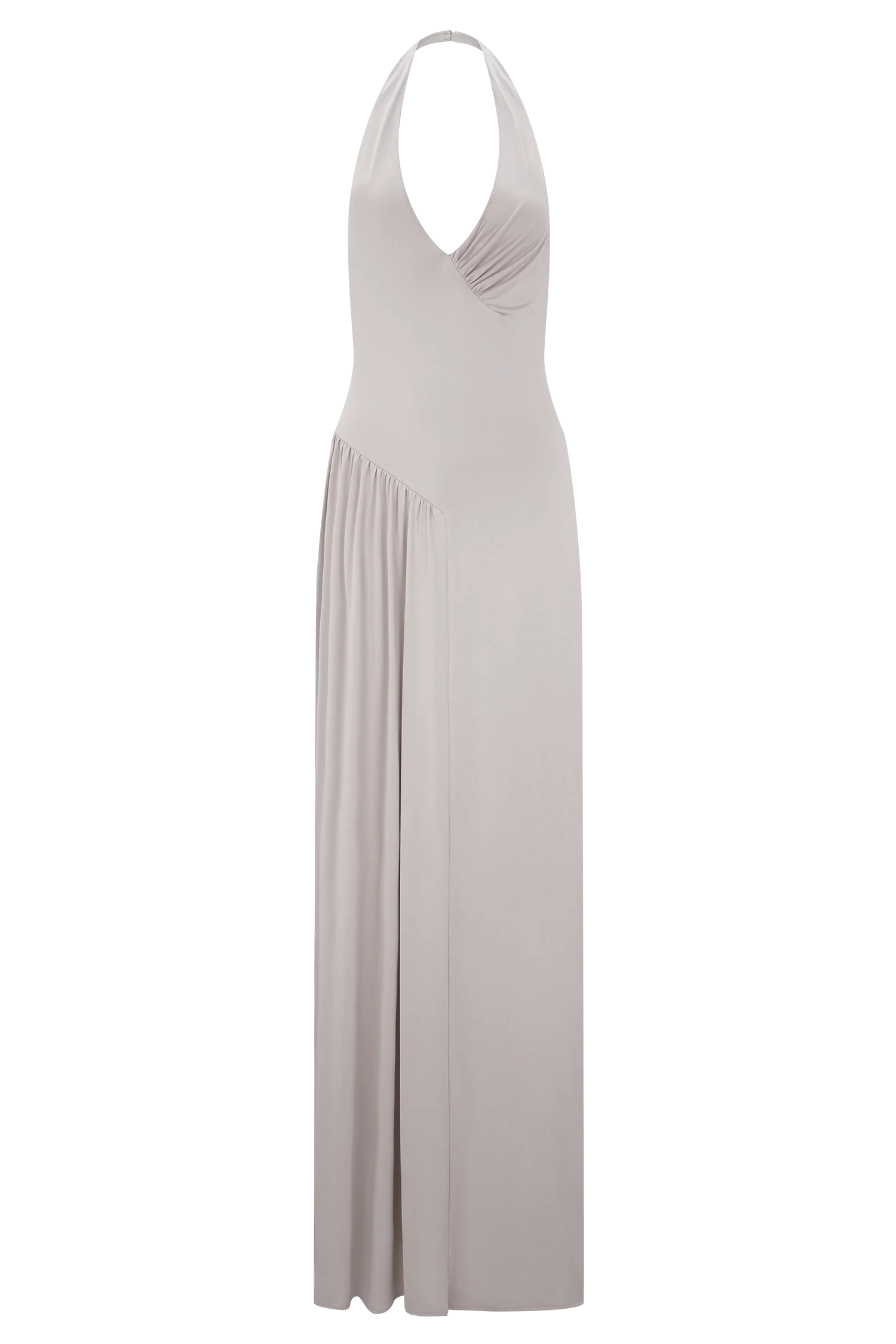 Yelena Ruched Halter Maxi Dress Taupe