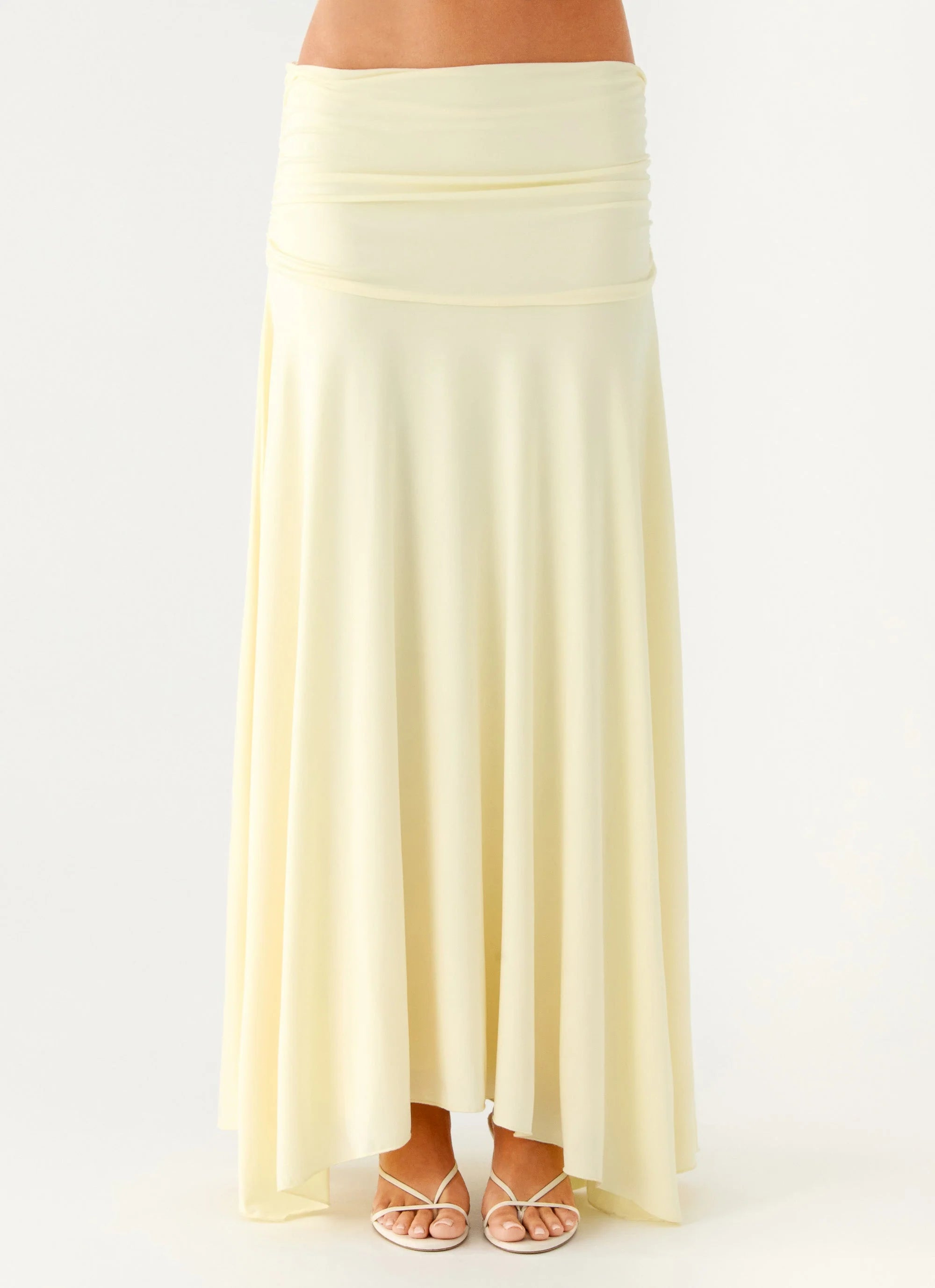 Liana Ruched Maxi Skirt Yellow