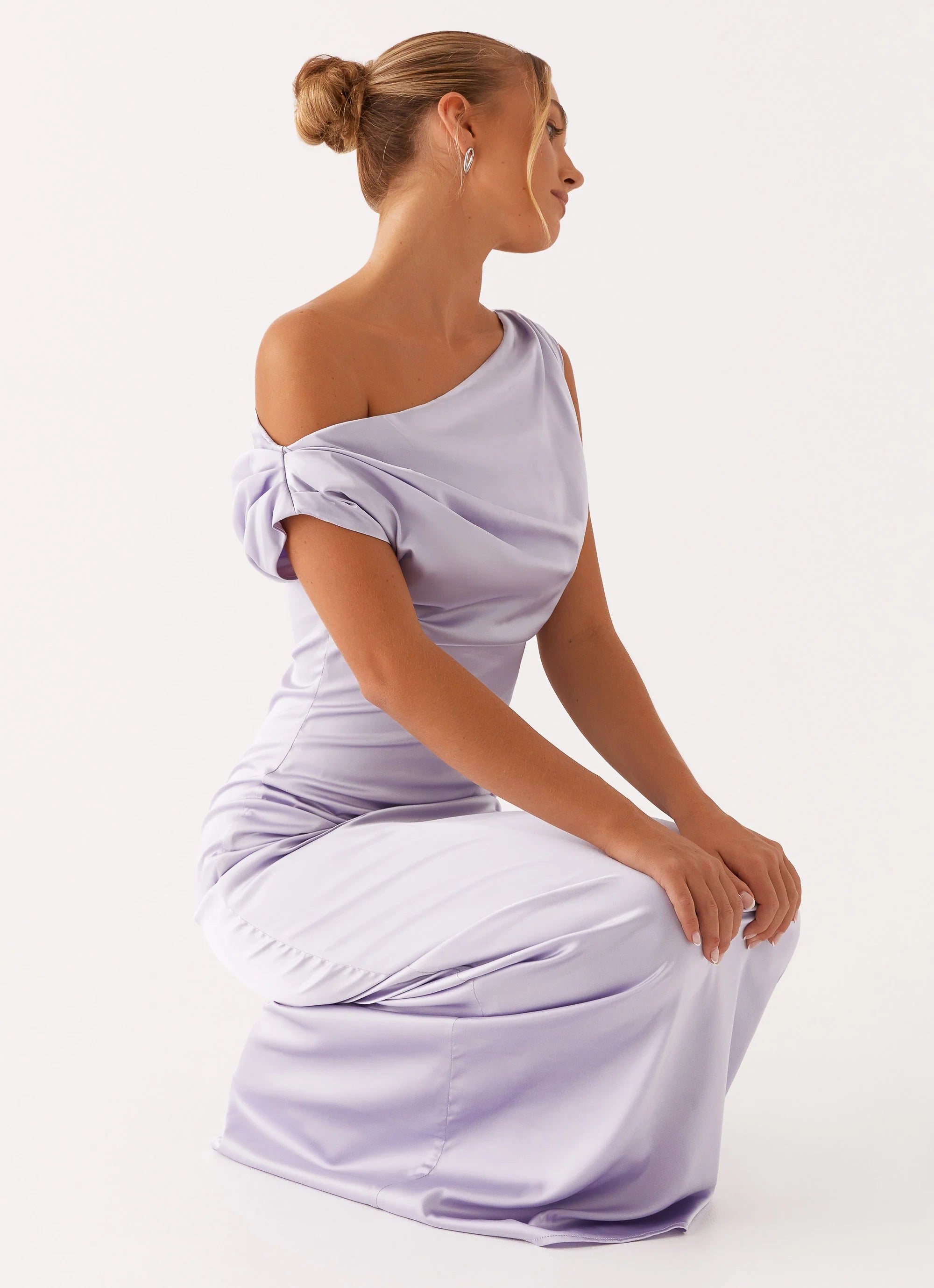 Heart Of Glass Satin Maxi Dress Lilac