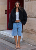 Virginia Cropped Faux Fur Jacket Black