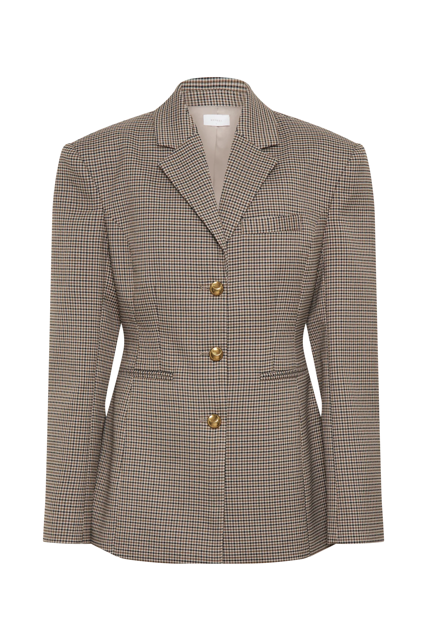 Mila Shaped Blazer Tan Check