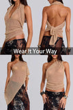 Women Sheer Poncho Top Multiway Knit Crochet Asymmetric Mesh Cover Up Going Out Clubwear