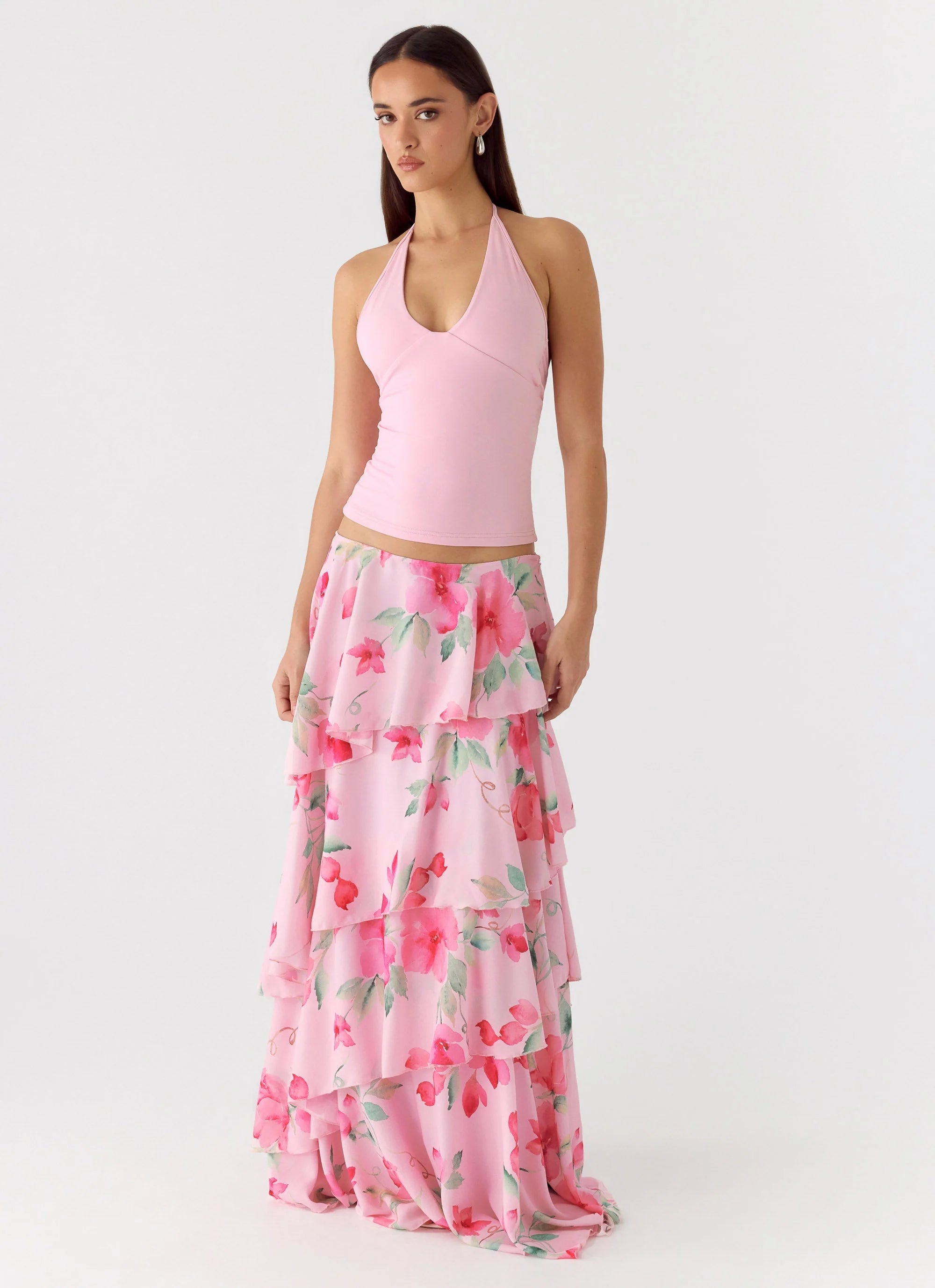 Roll Out Halter Top Petal Pink