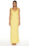 Paolma Yellow Ruffle Formal Maxi Dress