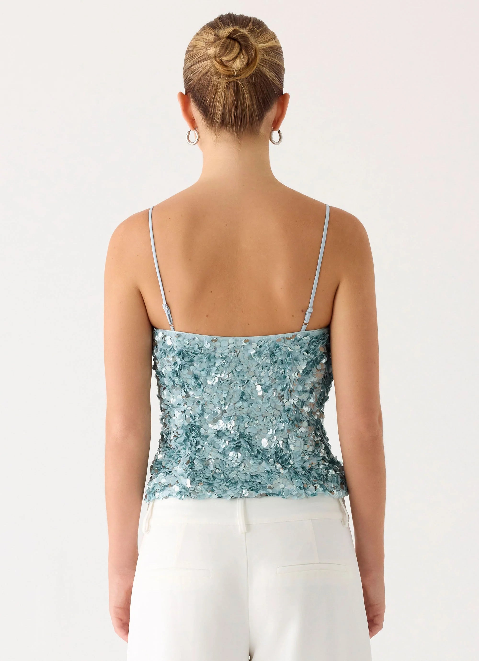 Alayna Sequin Top Aqua