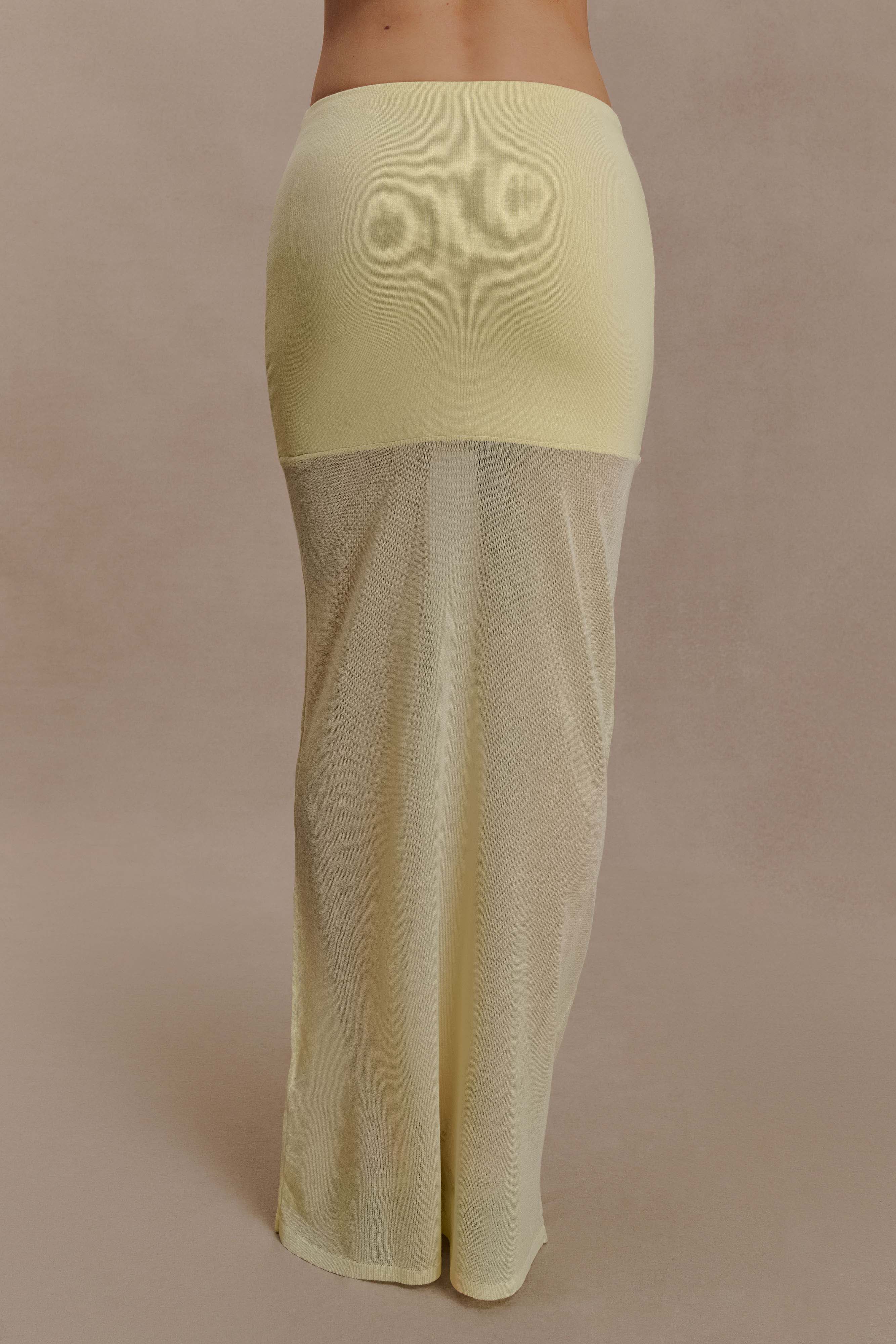 Tanyel Sheer And Bandage Knit Maxi Skirt Lemon