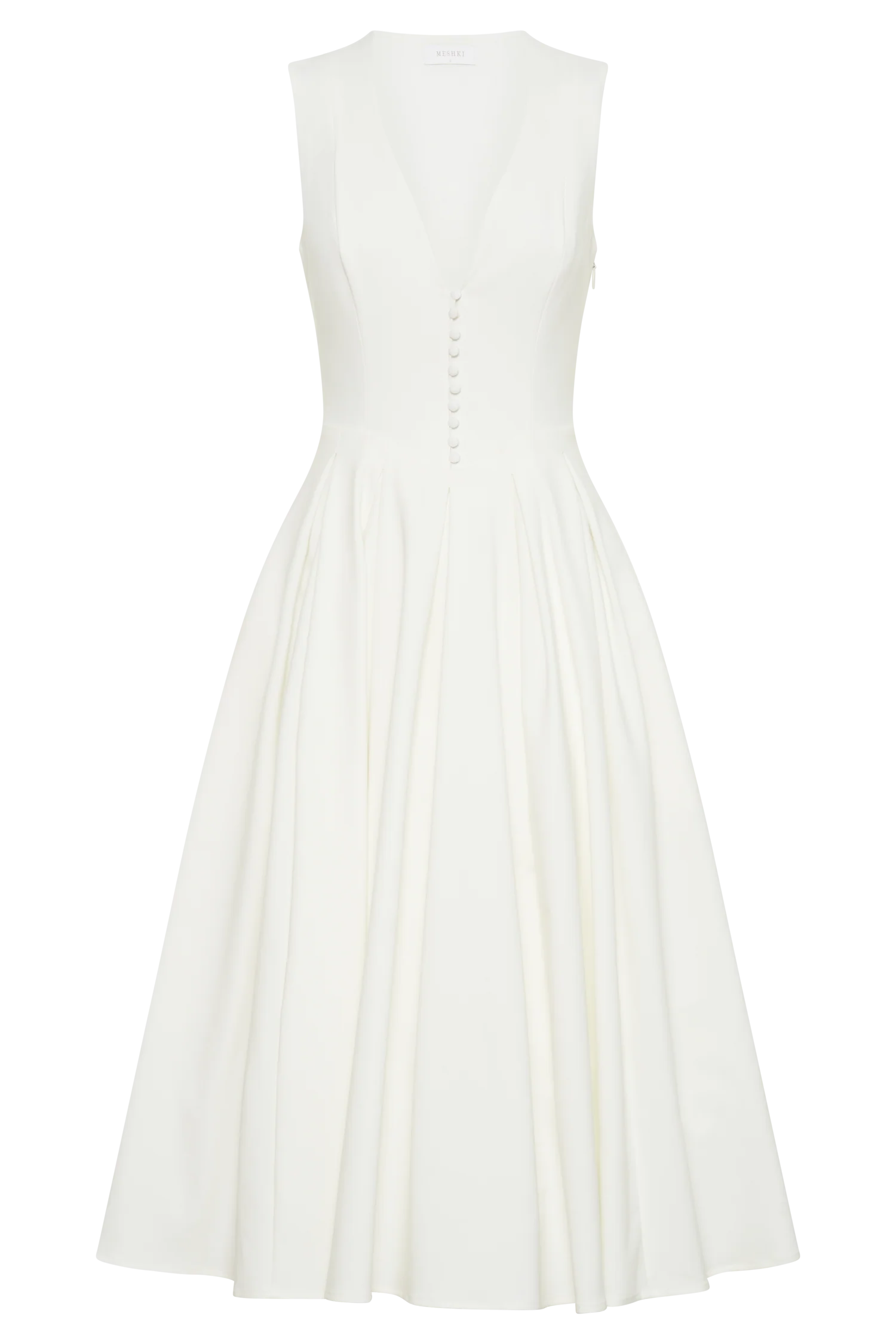 Keely Cotton Sleeveless Midi Dress White