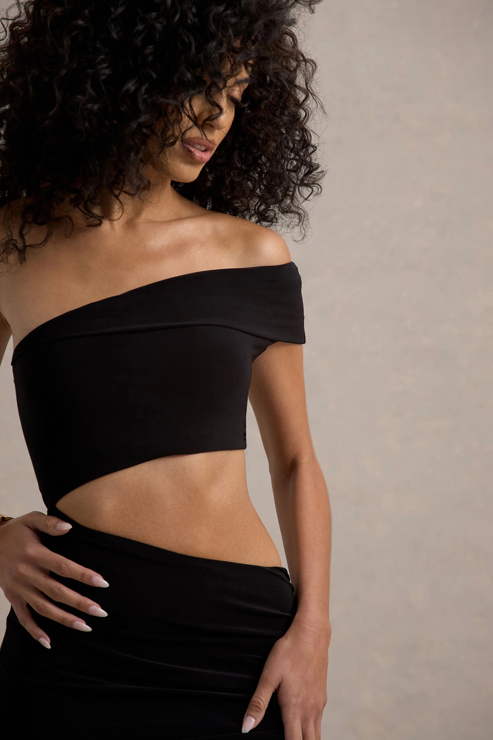 Milos Black One Shoulder Cut Out Maxi Dress With Split