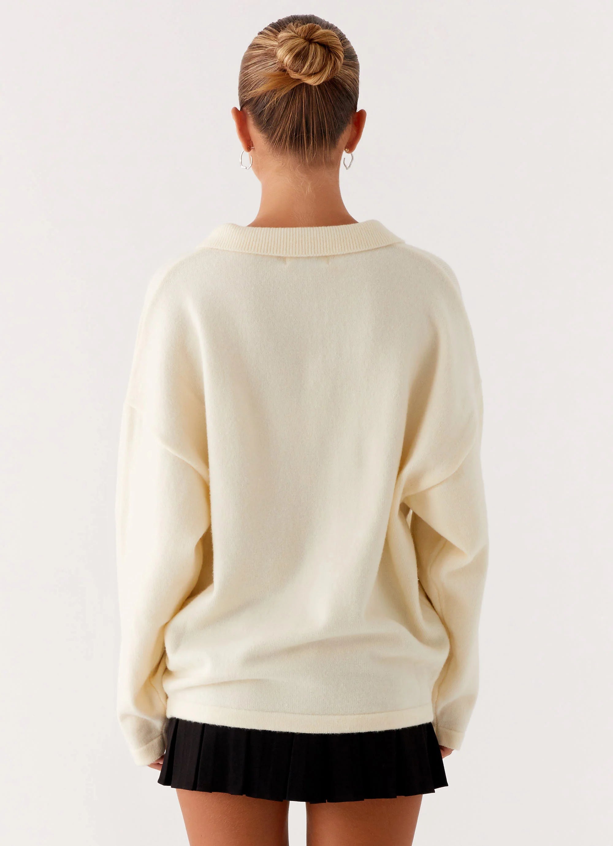Dorian Button Knit Sweater Ivory