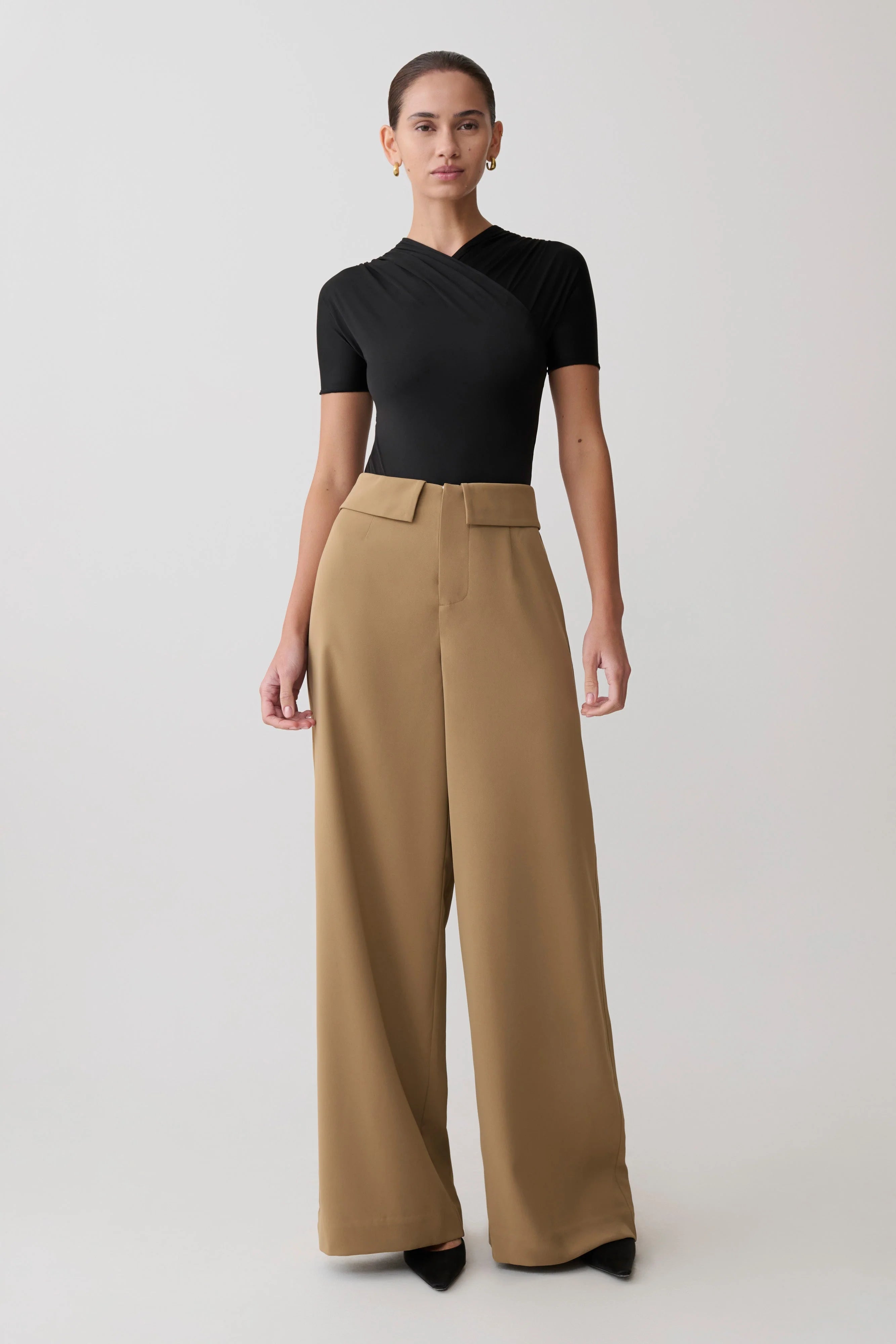 Tanya Wide Leg Suiting Pants Camel