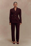 Penelope Pleated High Waisted Pants Mahogany