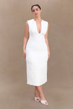 Audrine Suiting Sleeveless Midi Dress Ivory