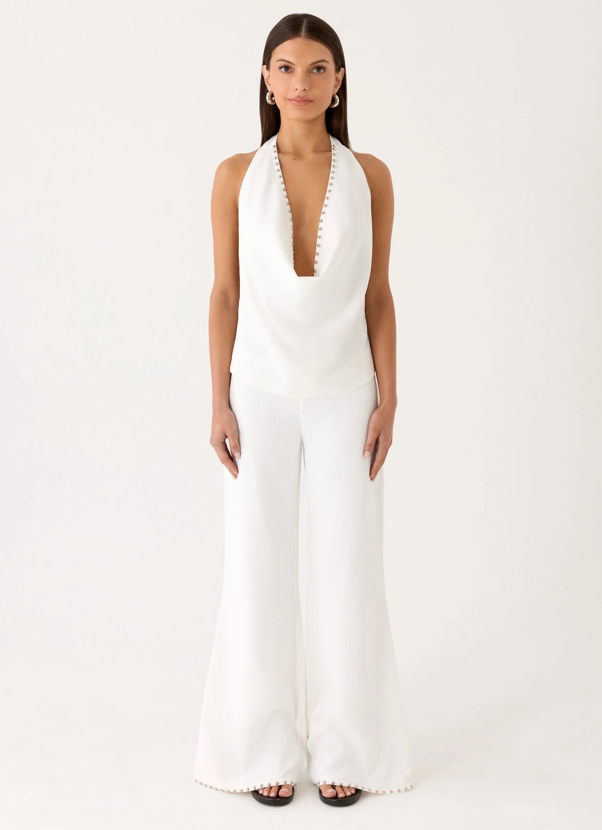 Ashika Studded Pants - White