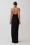 Khanh Slinky Halter Maxi Dress Black
