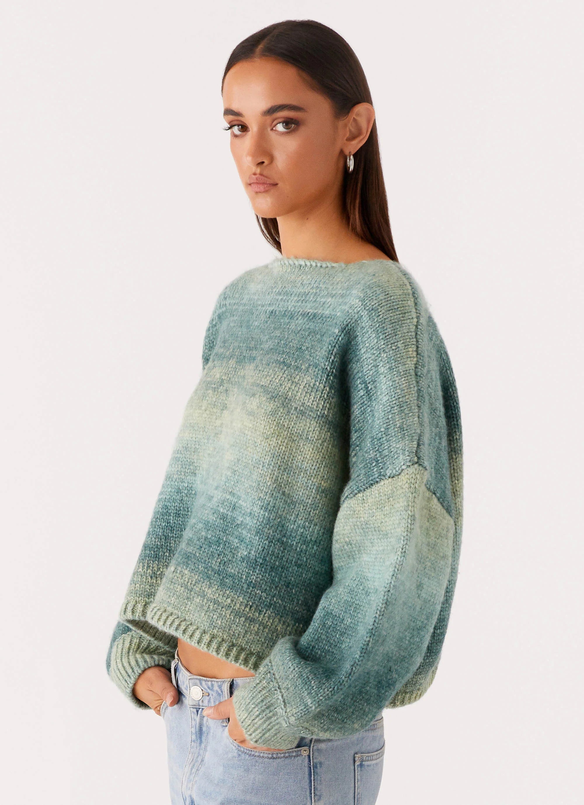 Lynne Oversized Jumper Green Ombre