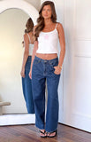 Shes Yours Mid Wash Denim Wide Leg Boyfriend Jeans