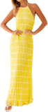 Women Backless Dress Sleeveless Textured Halter Open Back Maxi Dresses Vacation Wedding Guest