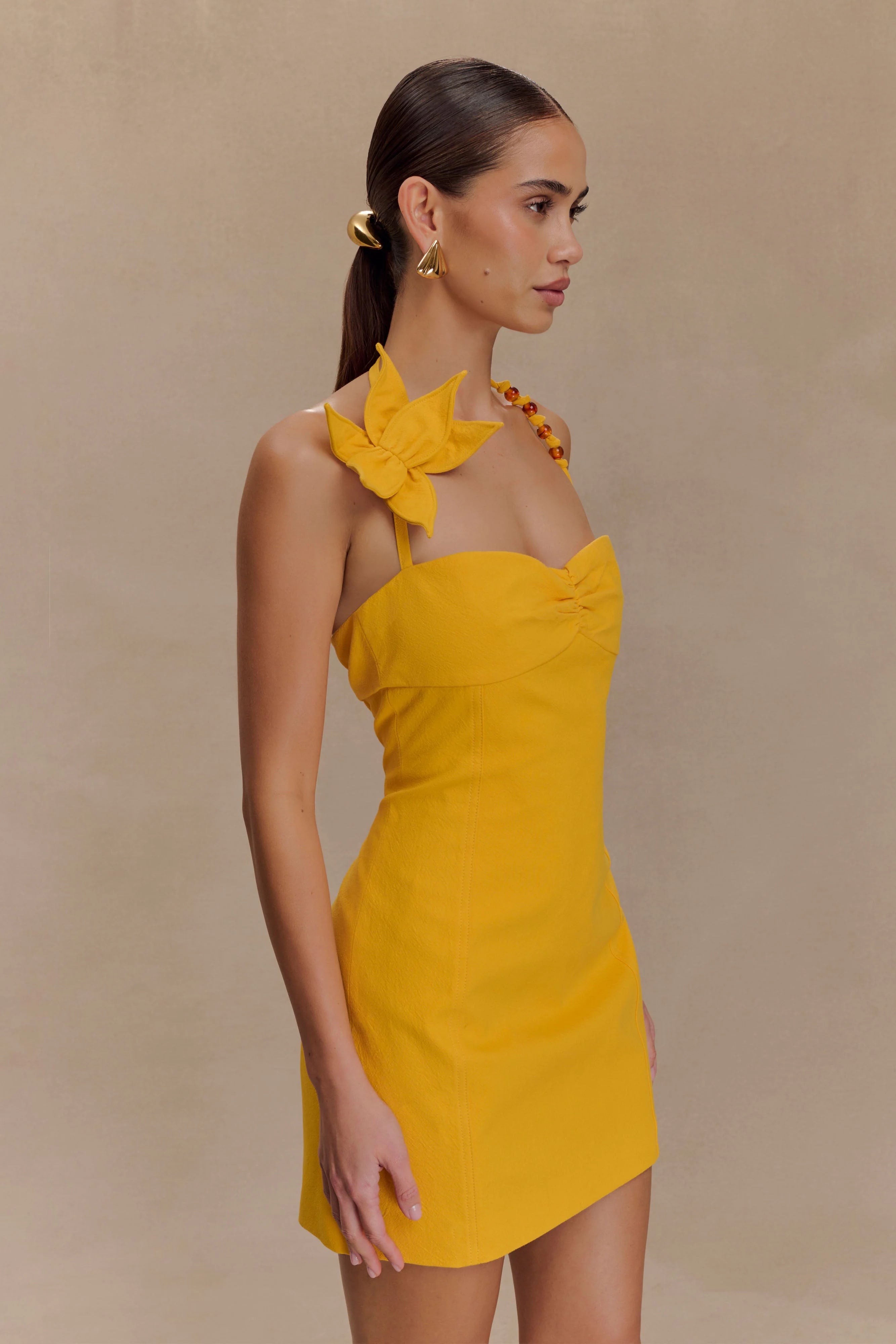 Reyes Cotton Floral Mini Dress Butterscotch