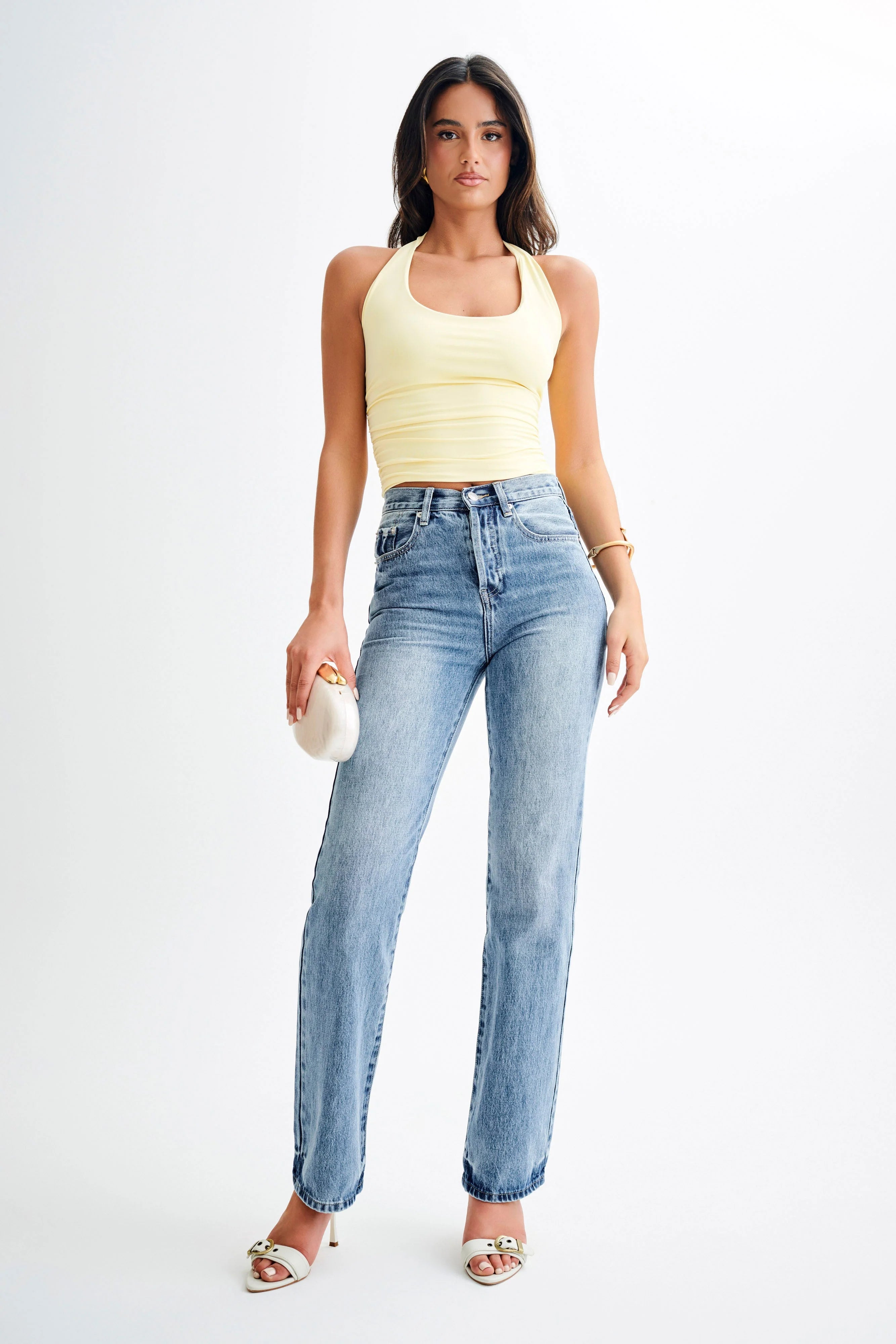 Marie Recycled Halter Top Lemon Sherbet
