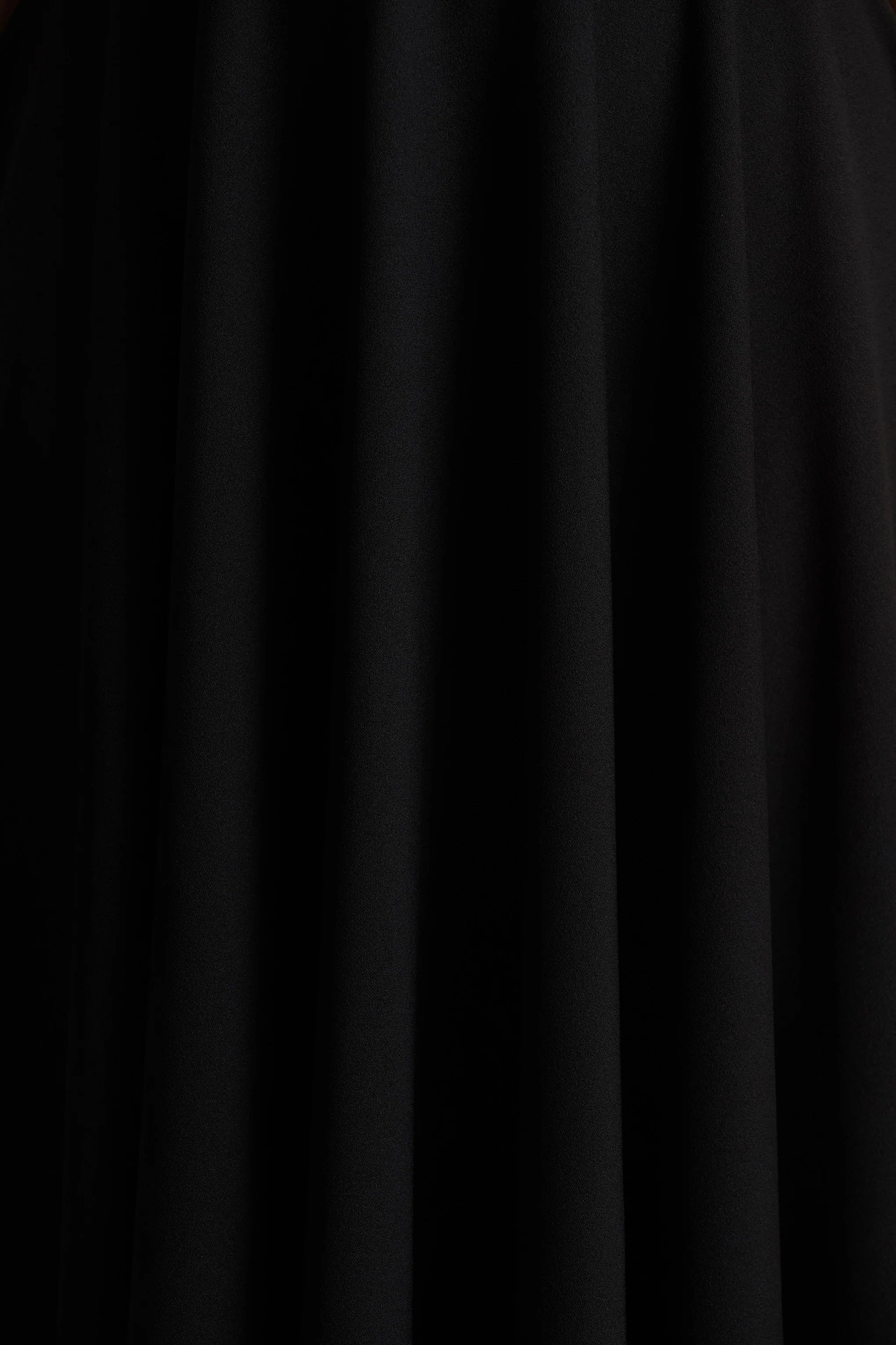 Vicky Black High Neck Midi Dress With Puff Sleeves