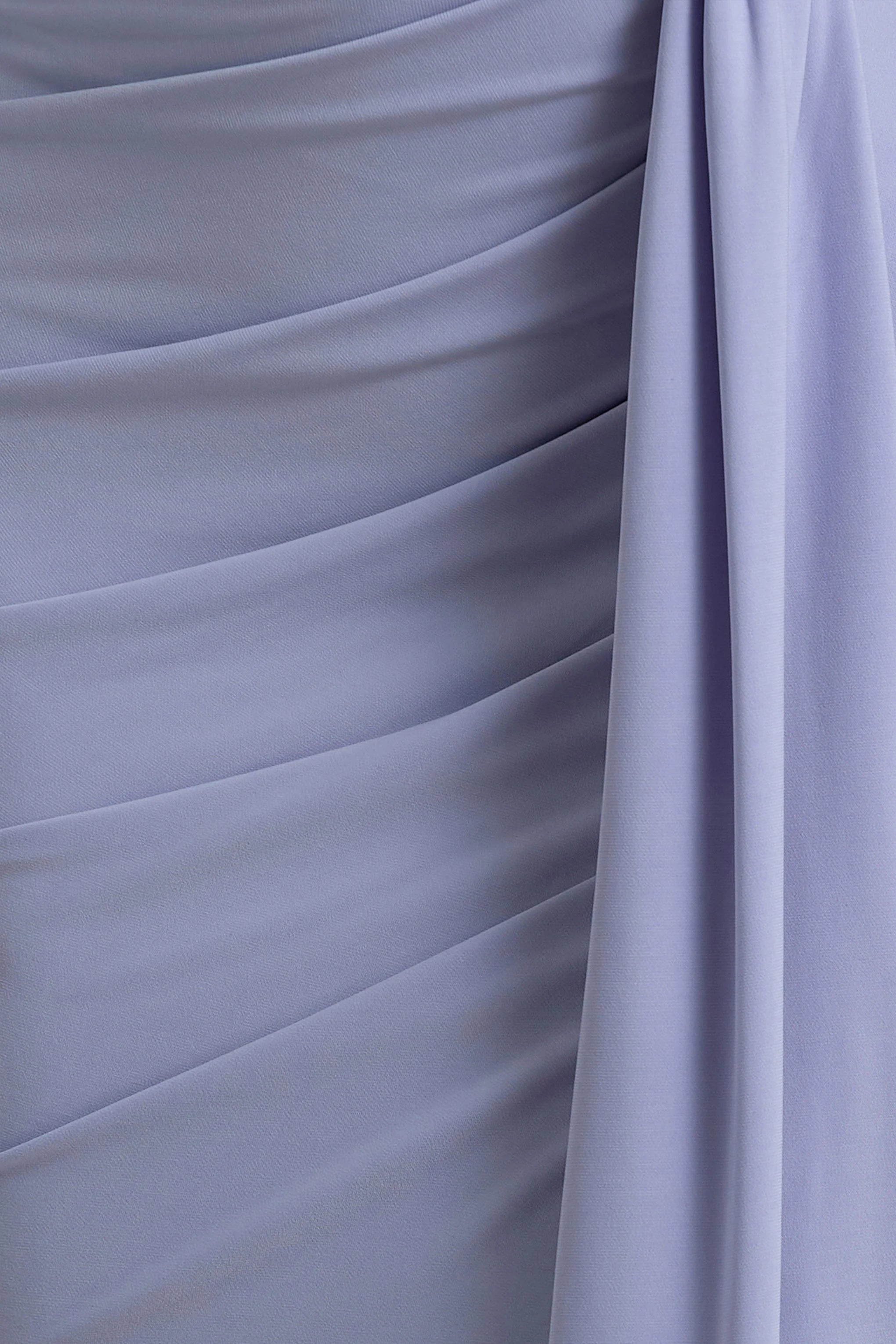 Sanya Pale Blue Asymmetric One Sleeve Wrap Maxi Dress with Drape