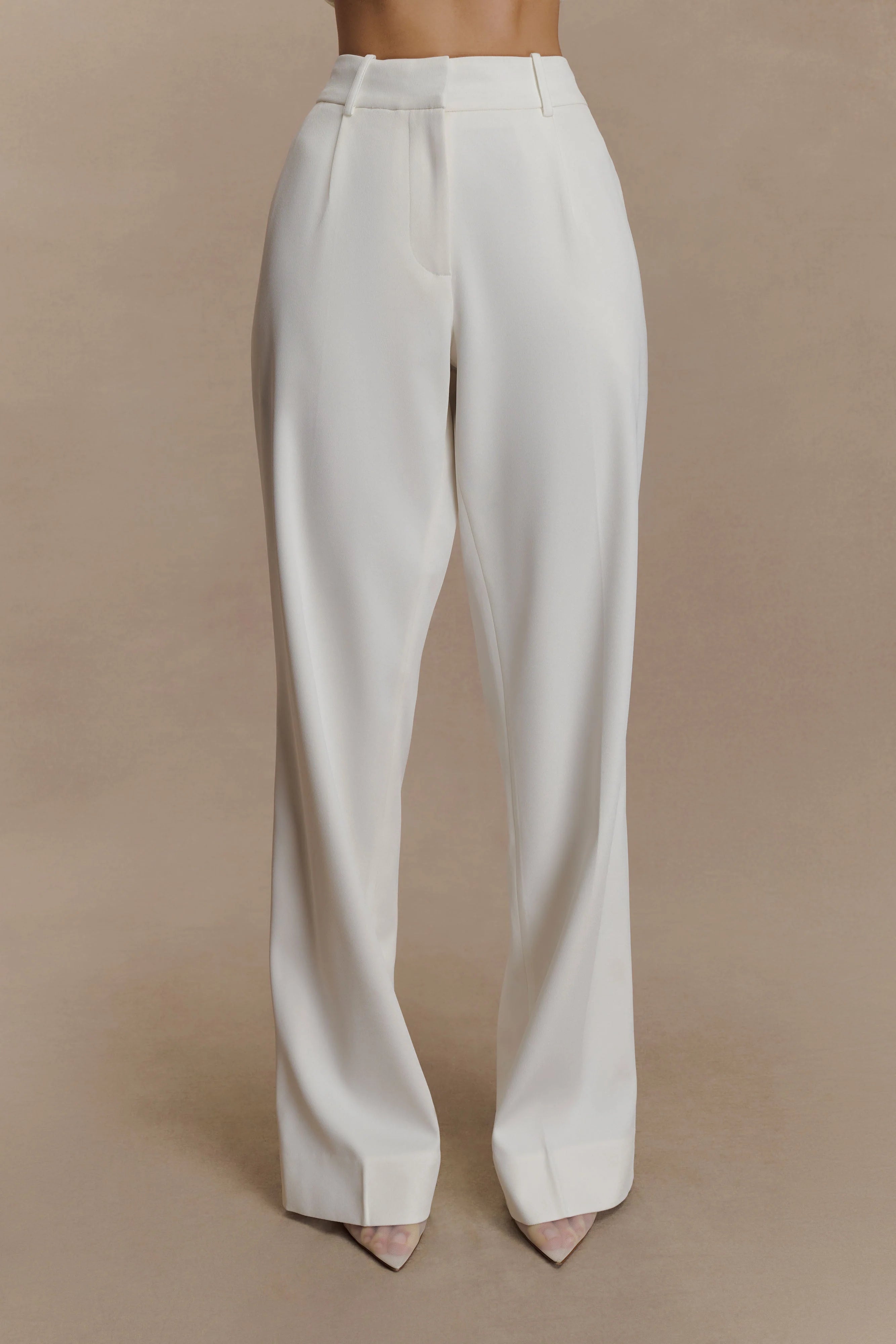 Fatima Satin Straight Leg Pant White