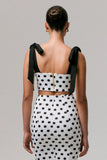 Phoebe Black White Polka Dot Crop Top With Tie Straps Tie