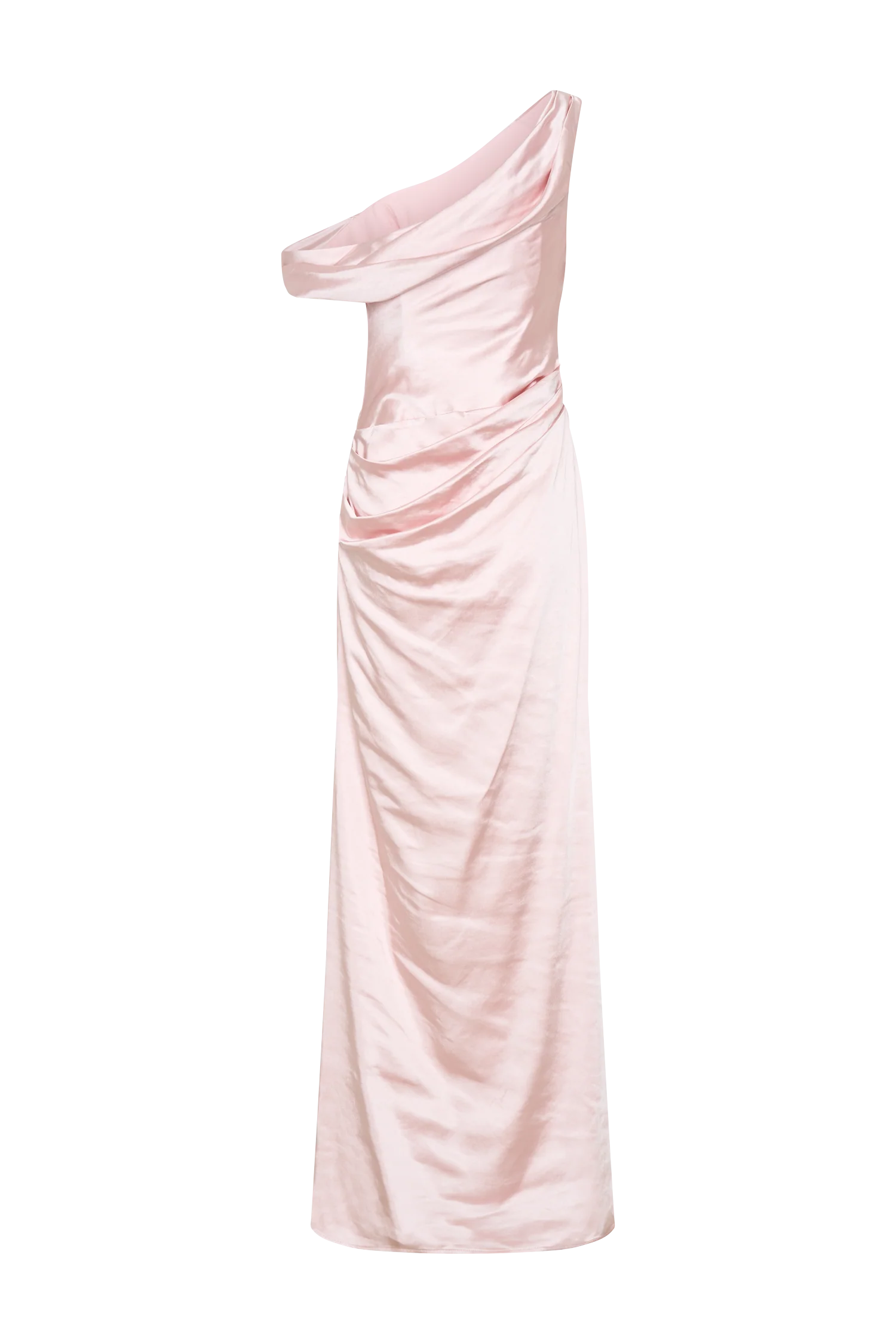 Dalia Off Shoulder Satin Maxi Dress Soft Pink