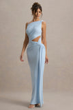 Storm Powder Blue Asymmetric Maxi Dress With Cut Out Details