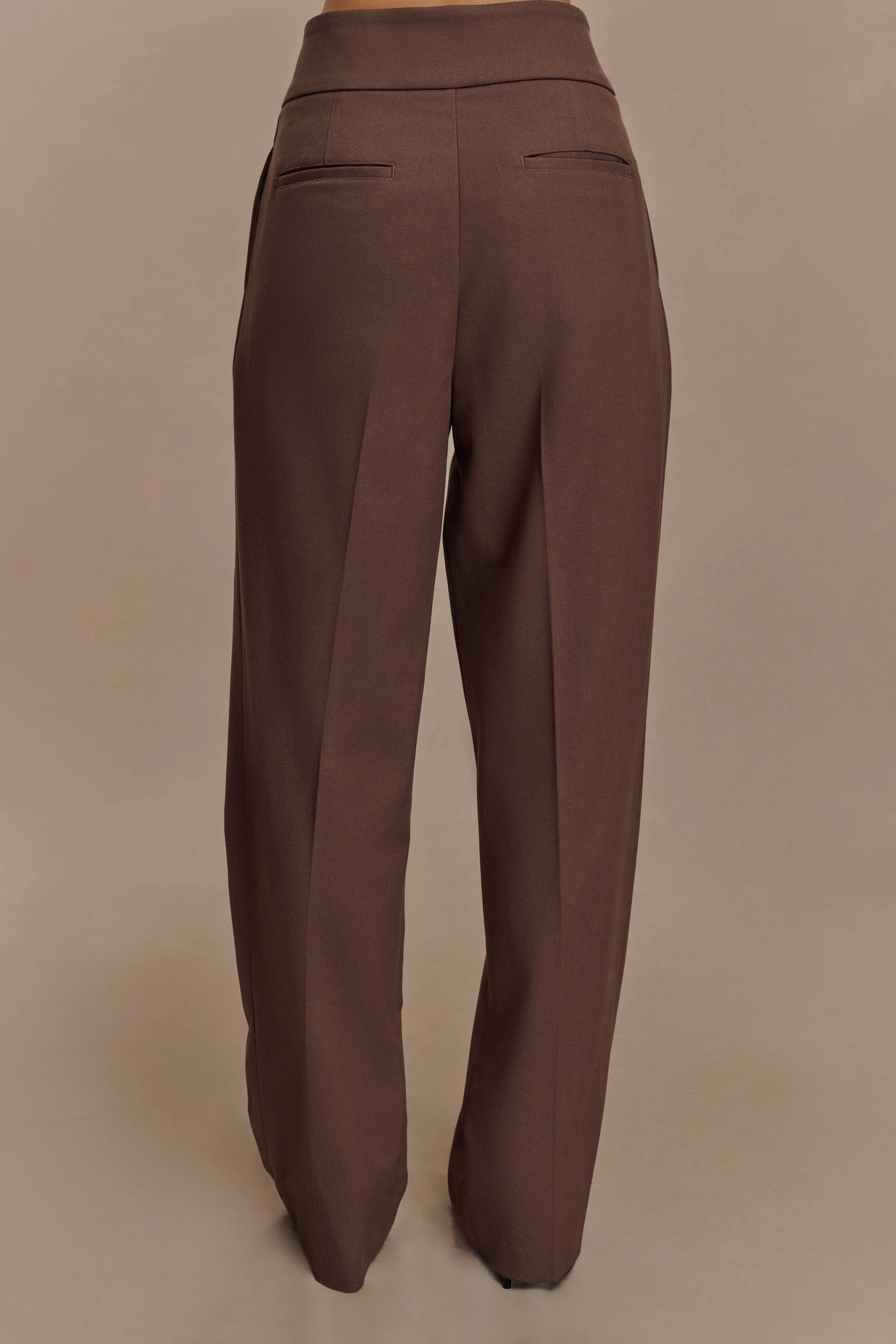 Penelope Pleated High Waisted Pants Chocolate