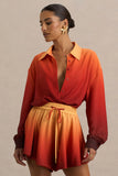 Rowan Ombre Satin Shirt with Plunge Neckline
