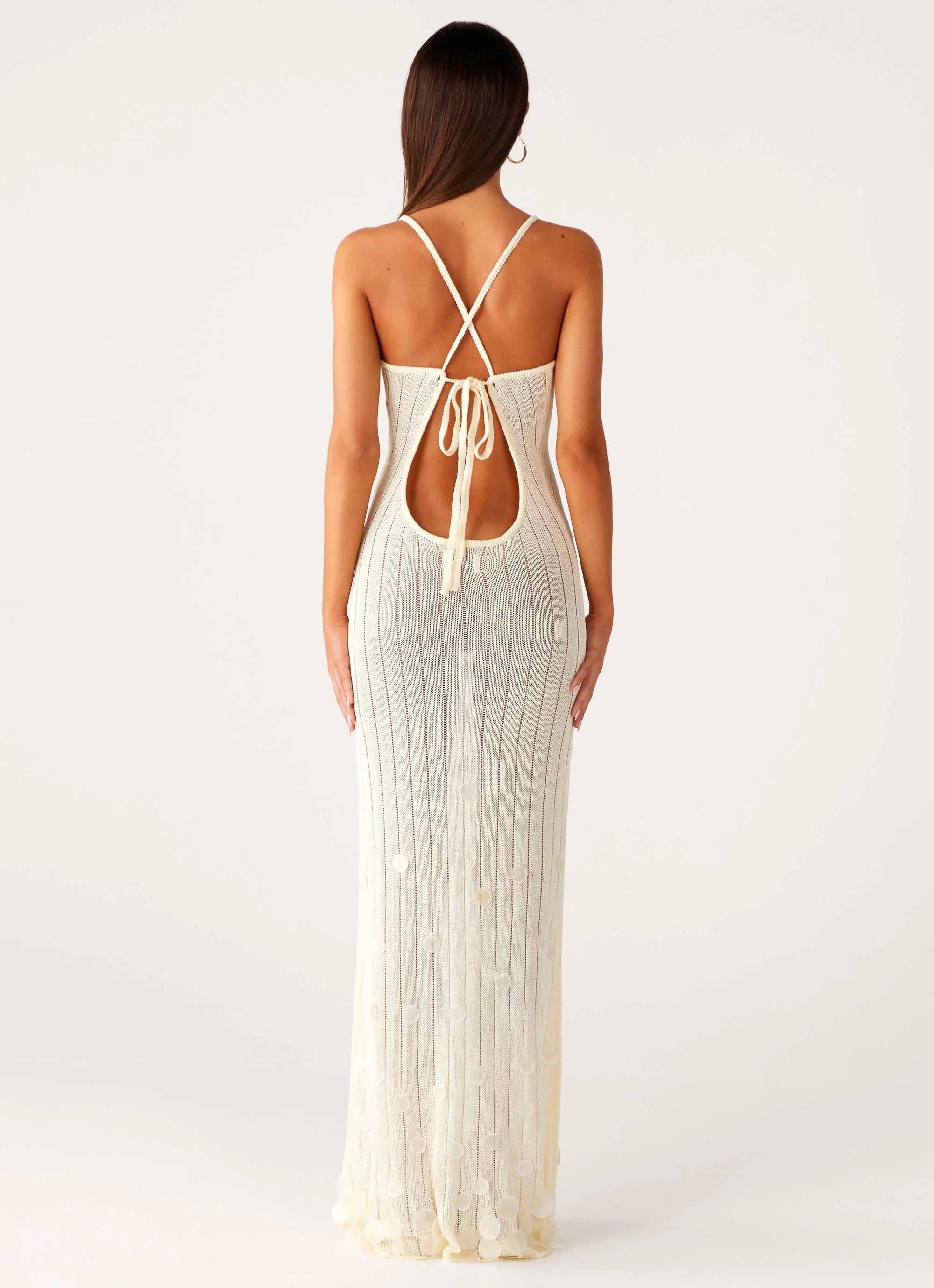 Siren Song Crochet Maxi Dress Ivory