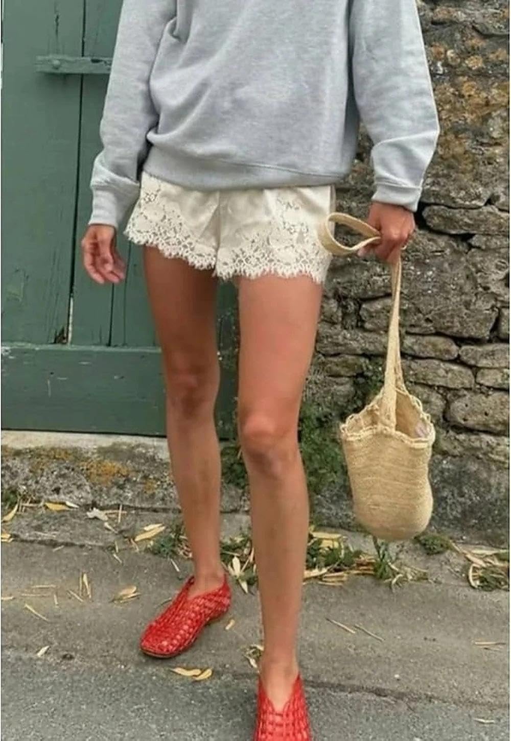 Women Satin Lace Shorts Silky Pajama Lounge Shorts Elastic Waist Chic Sleepwear Bottoms