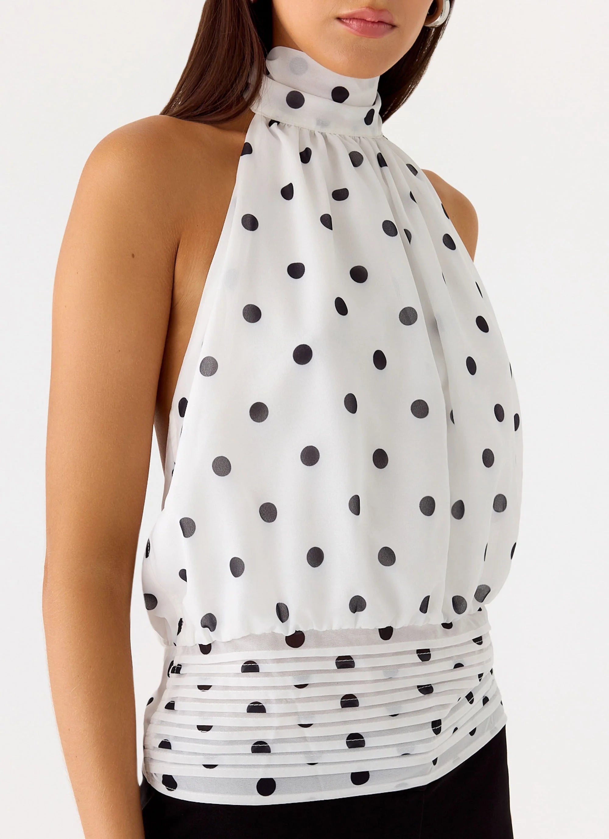 Willow Chiffon Top White Polkadot