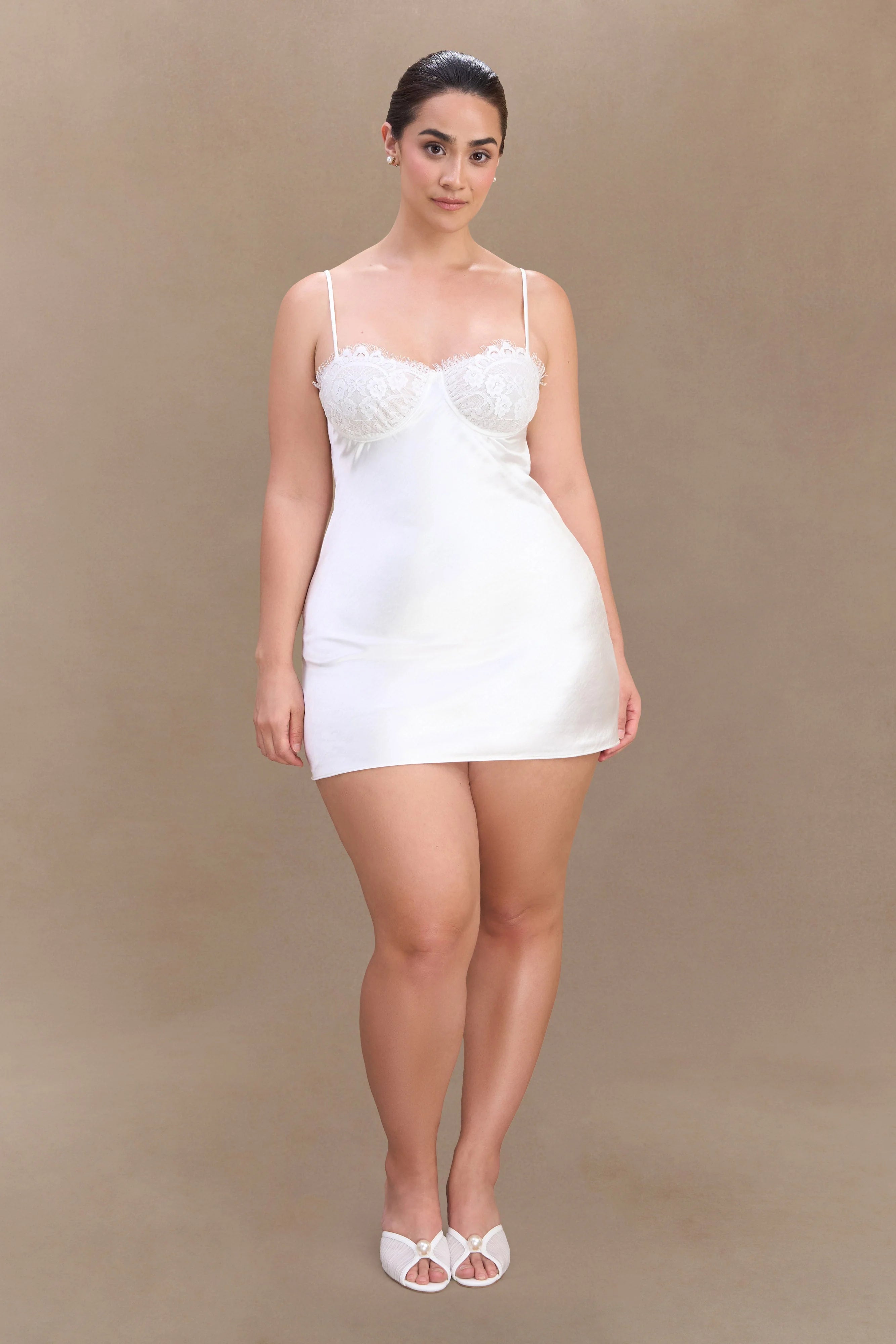Scarlett Satin Slip Mini Dress Ivory