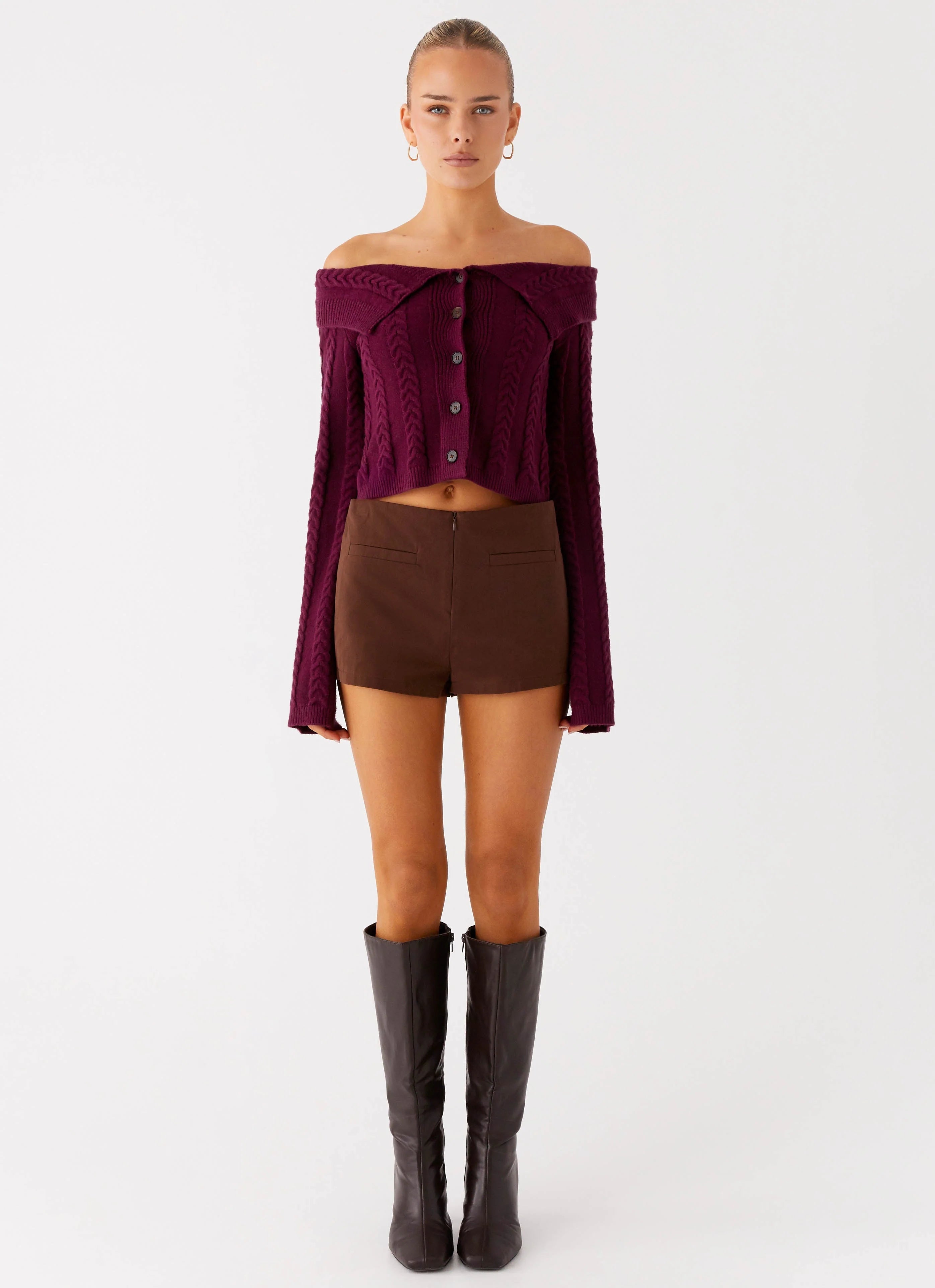 All Hours Cable Knit Plum