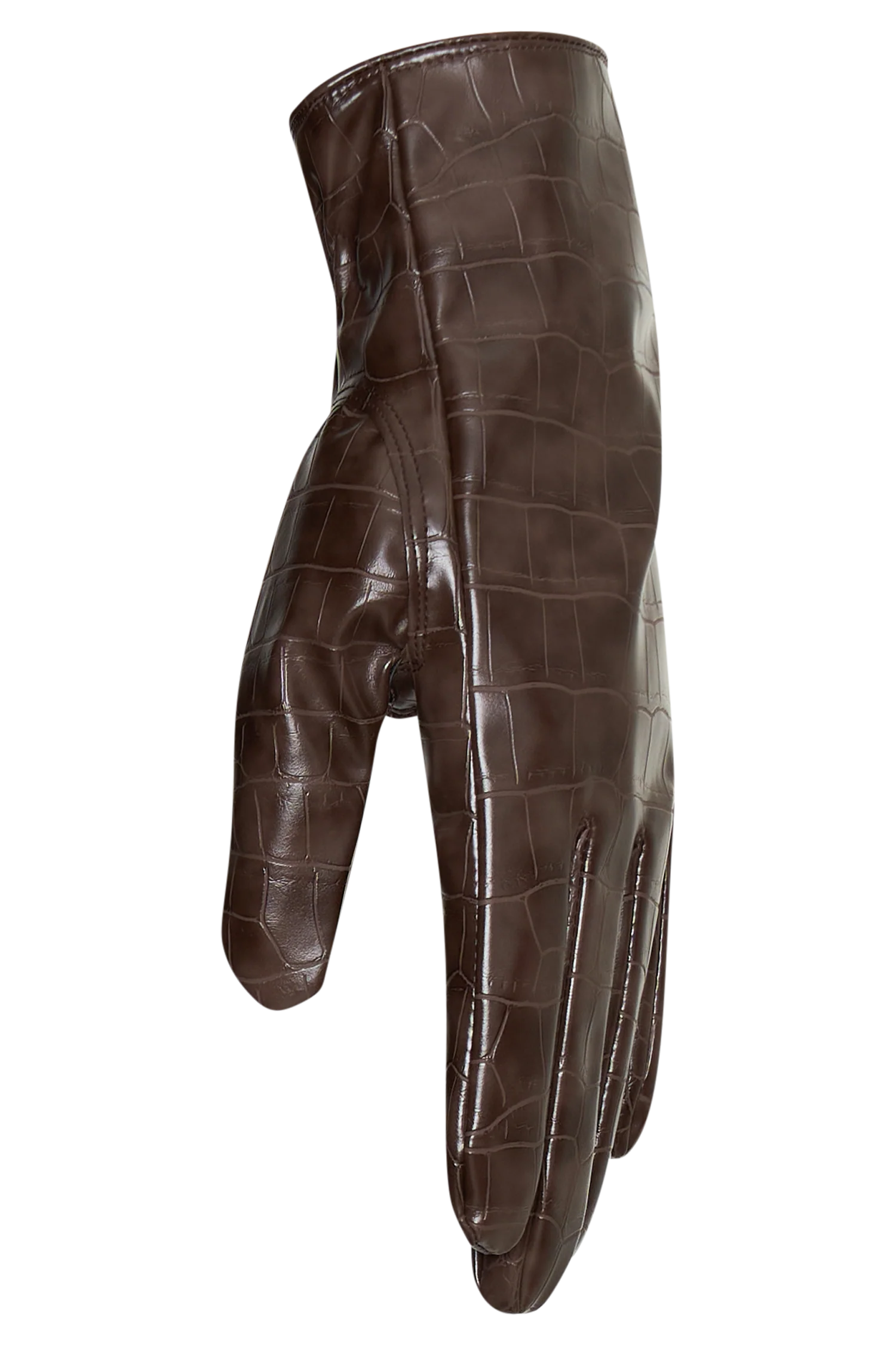 Atlas Faux Leather Crocodile Gloves Chocolate