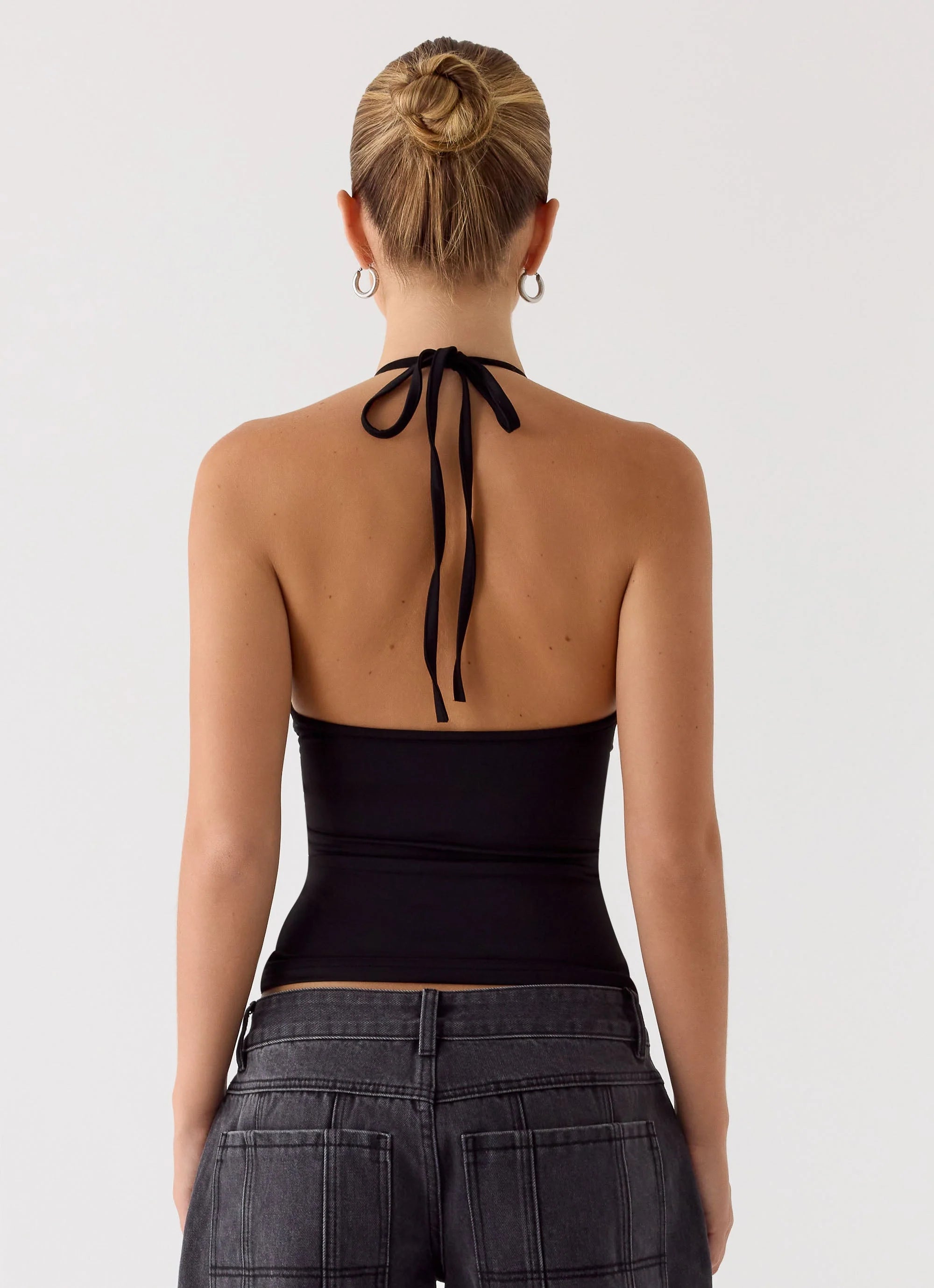 Roll Out Halter Top Black