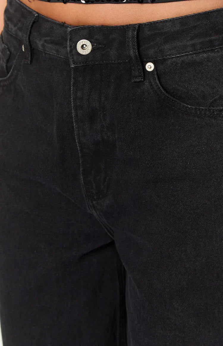 Shes Yours Black Wide Leg Boyfriend Jeans