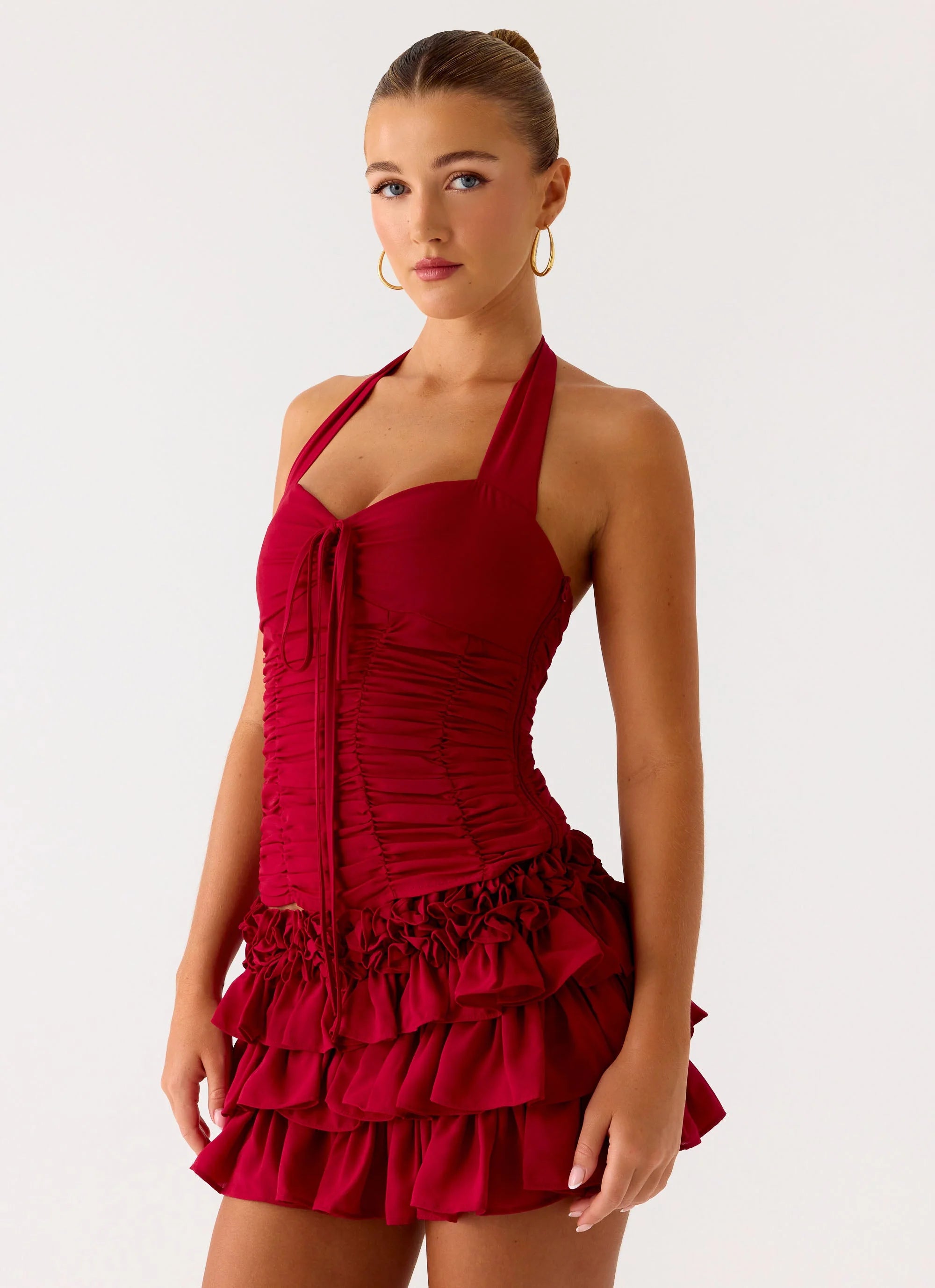 Someone Else Mini Skort Dark Cherry