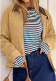 Women Striped Long Sleeve Shirt Crewneck Cropped Pullover Top Fall Winter Vintage Sweatshirt Streetwear