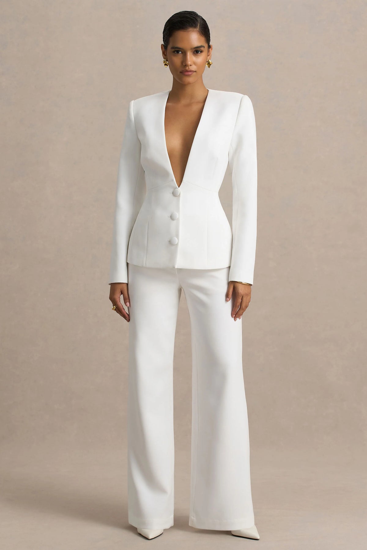 Silvia White Straight Leg Trousers