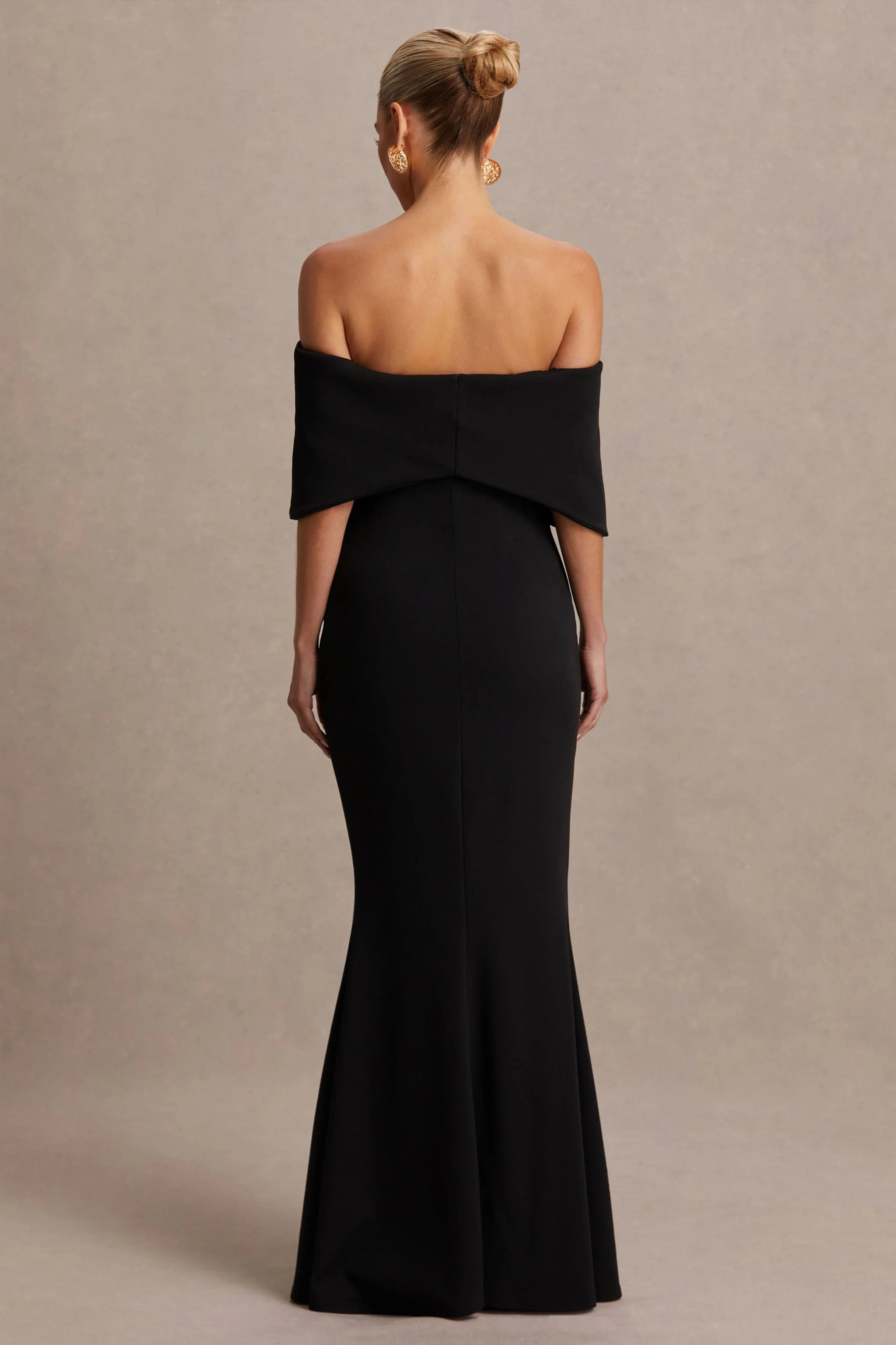 Libra Black Bow Bardot Maternity Maxi Dress