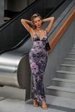 Women Backless Butterfly Dress Sexy V Neck Sleeveless Open Back Maxi Dress Party Cocktail Bodycon Long Dress