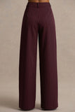 Asteria Burgundy Pinstripe Wide Leg Trousers